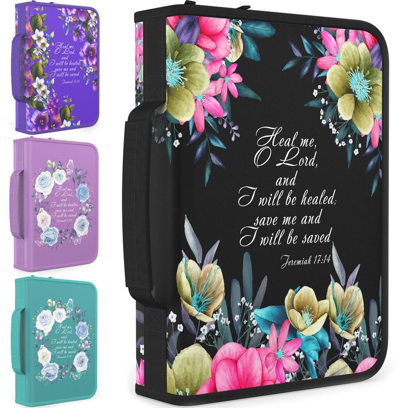 DEHITE Bible Cover Case for Women â€“ Premium Fabric Bible Cases for Girls - Carrying Bag for Woman â€“ Pen Slots â€“ Zippered Pocket â€“ Christian Floral Accessories - Large Holder - Image 1